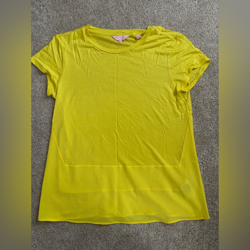 Ted Baker EUC Bright Yellow Women's Short Sleeve Top, Size 3 (Large)